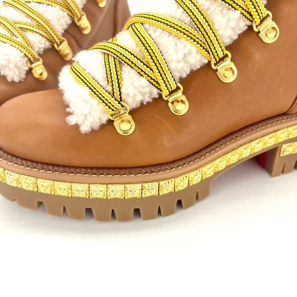 NIB Christian Louboutin Yeti Donna Shearling Sheep Fur Studded Lug Boots 37 - Picture 7 of 9